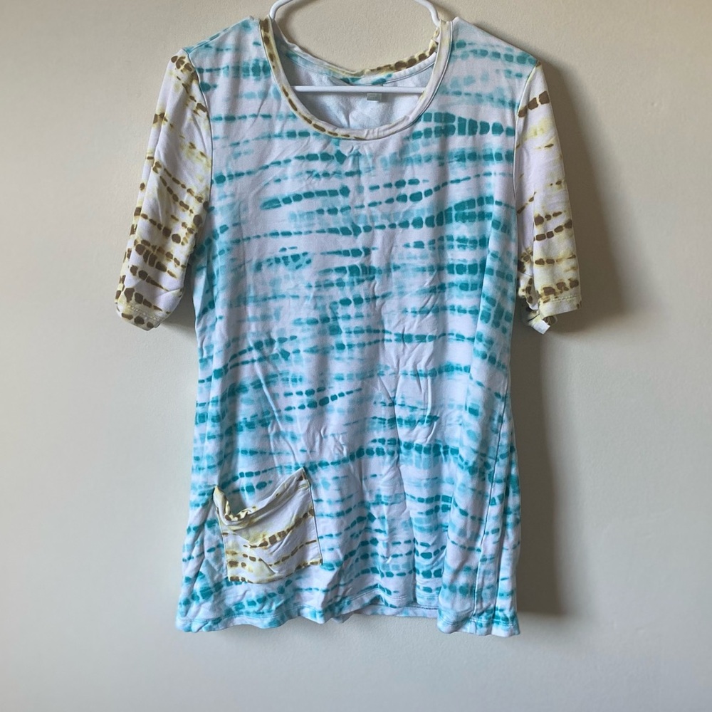 LOGO Lori Goldstein Lounge Tie-Dye Short Sleeve Women's Top